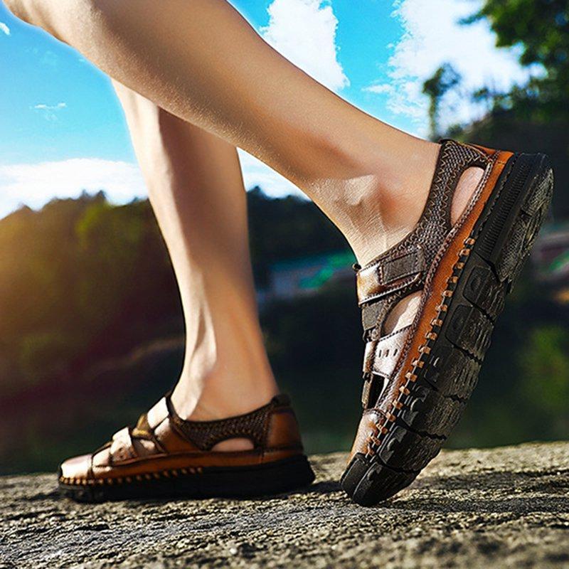 Men Comfy Flat Heel Summer Leather Sandals - Image 13