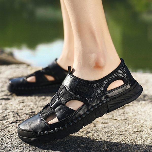 Men Comfy Flat Heel Summer Leather Sandals - Image 4