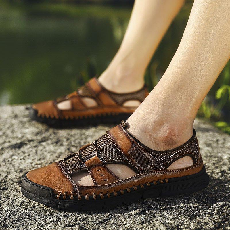 Men Comfy Flat Heel Summer Leather Sandals - Image 6