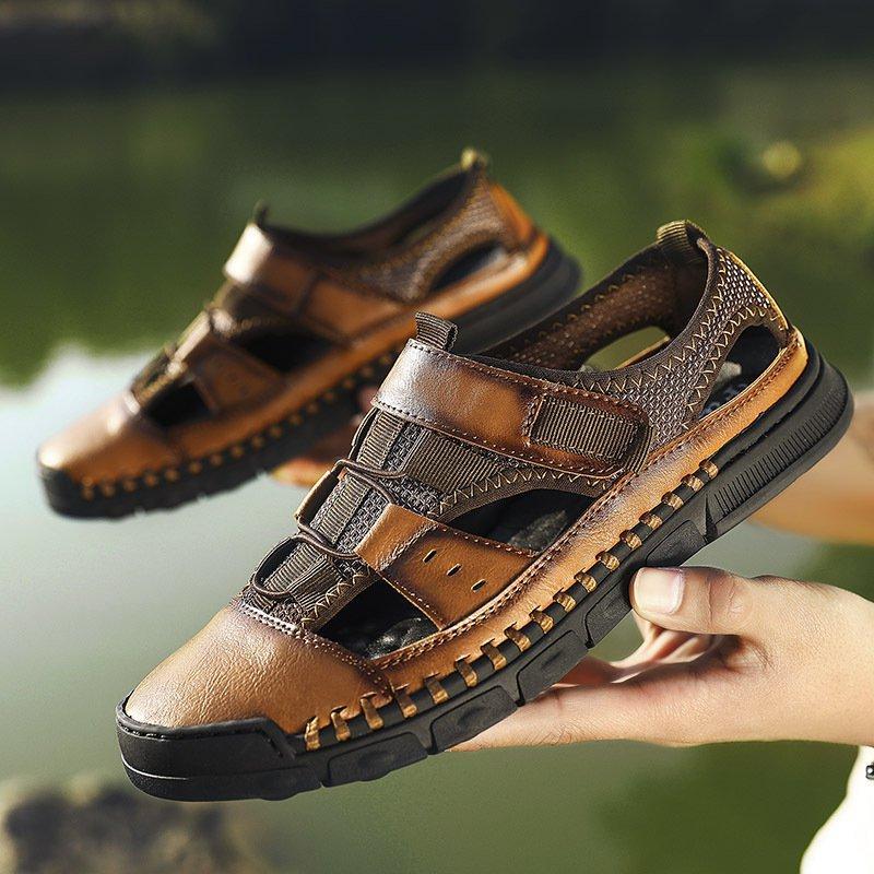 Men Comfy Flat Heel Summer Leather Sandals - Image 7