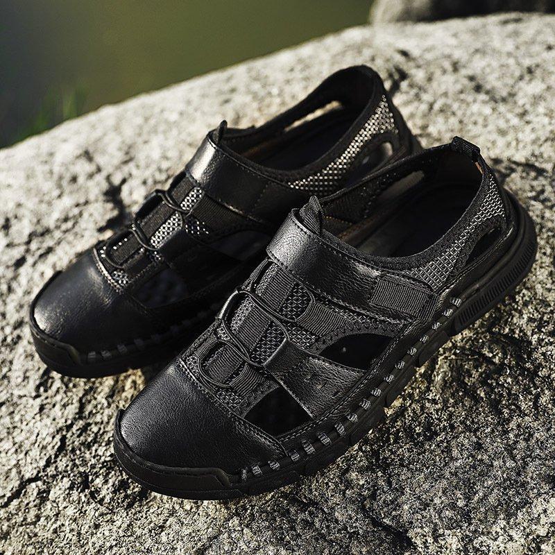 Men Comfy Flat Heel Summer Leather Sandals - Image 8