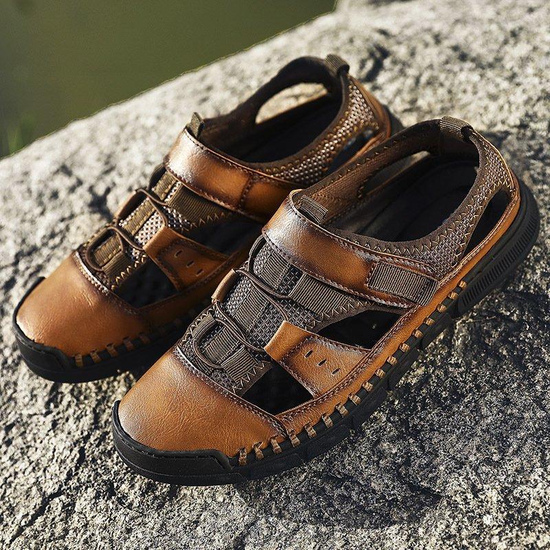 Men Comfy Flat Heel Summer Leather Sandals - Image 9