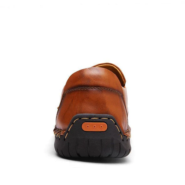 Men Hand Stitching Zipper Slip-ons Leather Shoes - Image 4