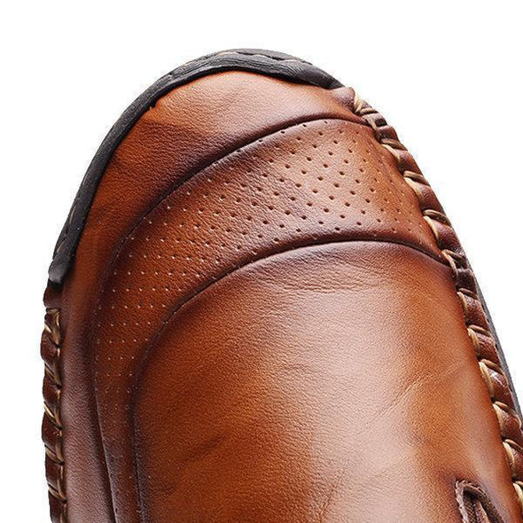 Men Hand Stitching Zipper Slip-ons Leather Shoes - Image 8