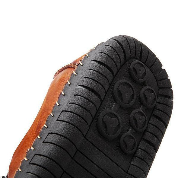 Men Hand Stitching Zipper Slip-ons Leather Shoes - Image 9