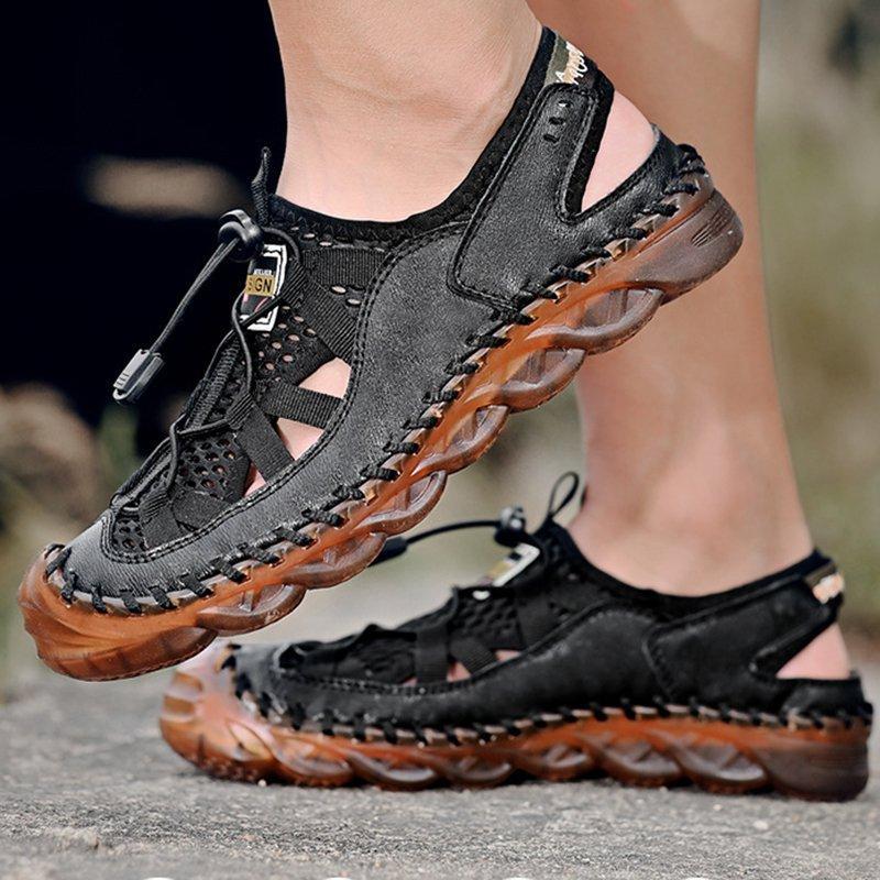 Men Outdoor Non-slip Hole Shoes Mesh Elastic Band Water Sandals - Image 10