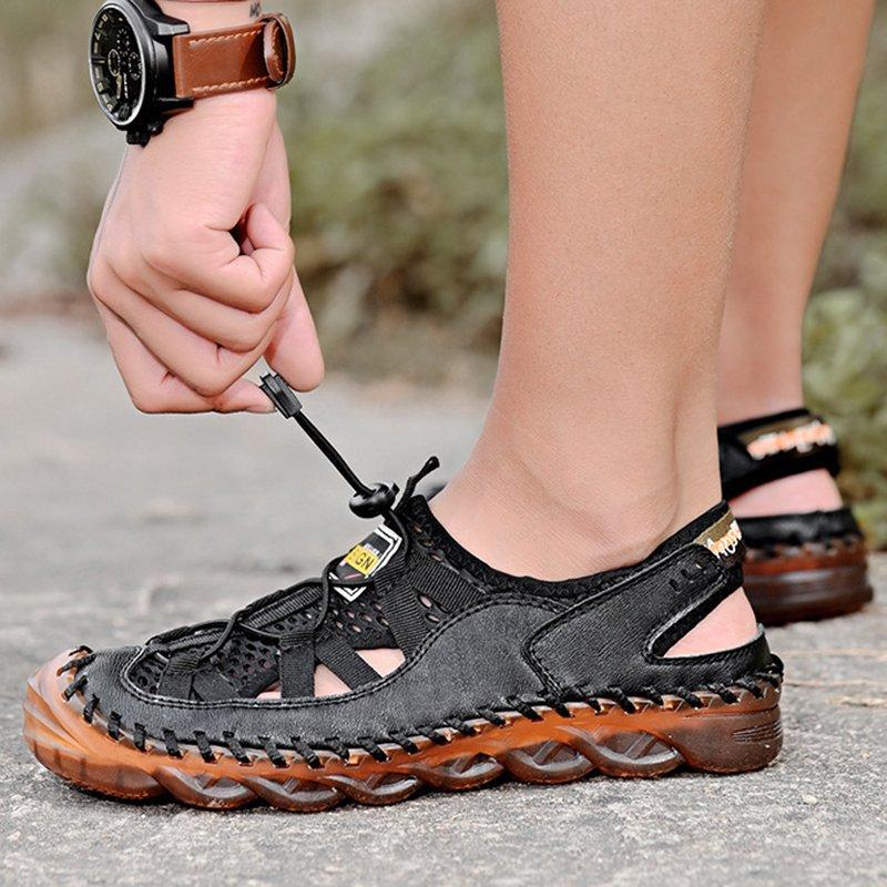 Men Outdoor Non-slip Hole Shoes Mesh Elastic Band Water Sandals - Image 11
