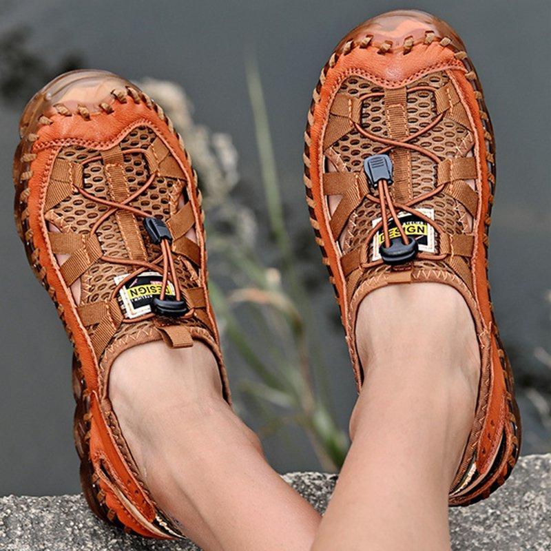 Men Outdoor Non-slip Hole Shoes Mesh Elastic Band Water Sandals - Image 7
