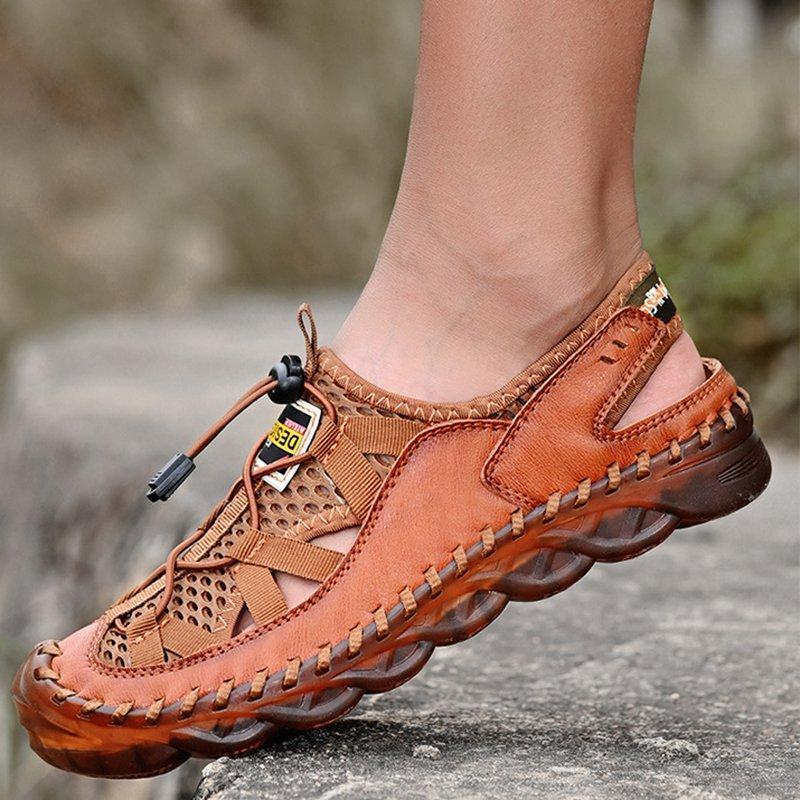 Men Outdoor Non-slip Hole Shoes Mesh Elastic Band Water Sandals - Image 8