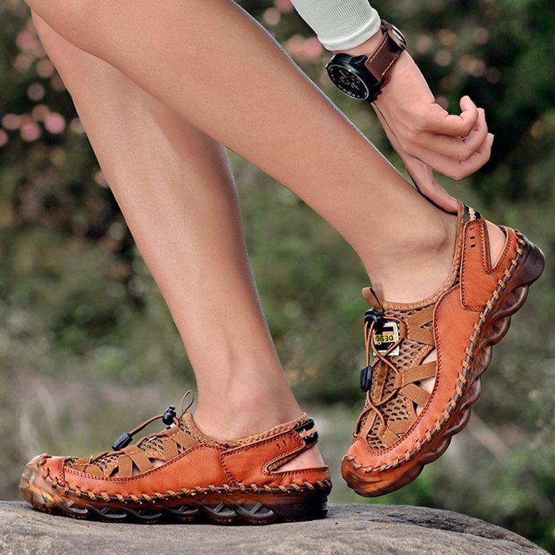 Men Outdoor Non-slip Hole Shoes Mesh Elastic Band Water Sandals - Image 9