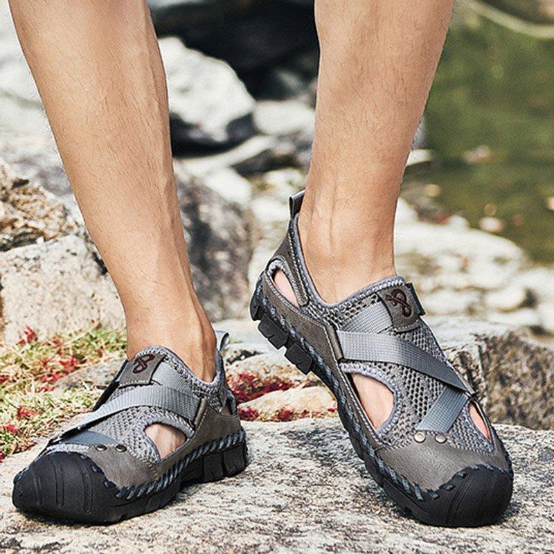 Men's Outdoor Wading Beach Shoes Mesh Non-slip Hole Sandals - Image 11