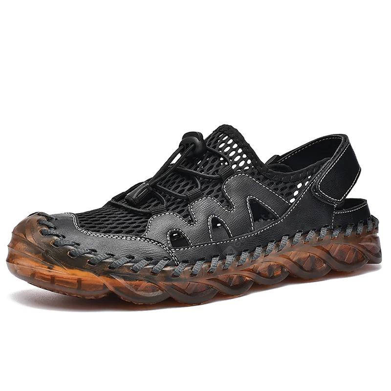 Men's Rubber Toe Cap Mesh Splicing Slippers Outdoor Water Sandals - Image 13