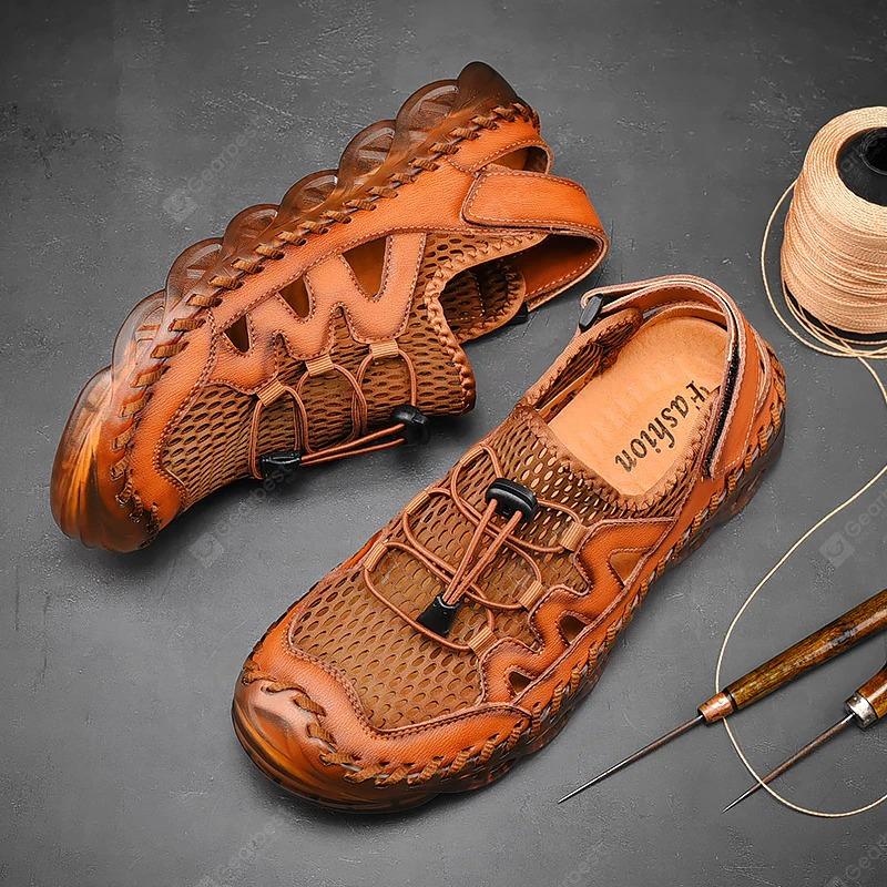 Men's Rubber Toe Cap Mesh Splicing Slippers Outdoor Water Sandals - Image 3