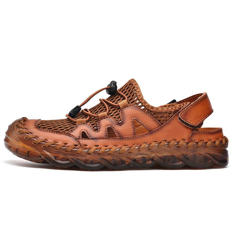 Men's Rubber Toe Cap Mesh Splicing Slippers Outdoor Water Sandals - Image 5