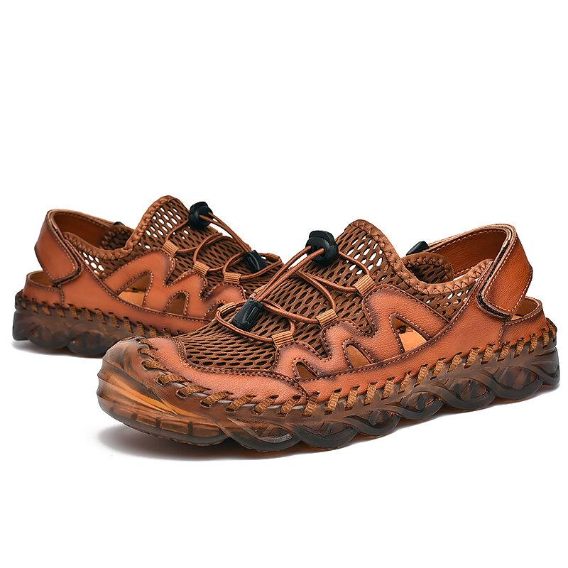 Men's Rubber Toe Cap Mesh Splicing Slippers Outdoor Water Sandals - Image 8