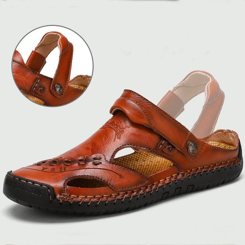 Men's Casual Breathable Handmade Leather Sandals - Image 10