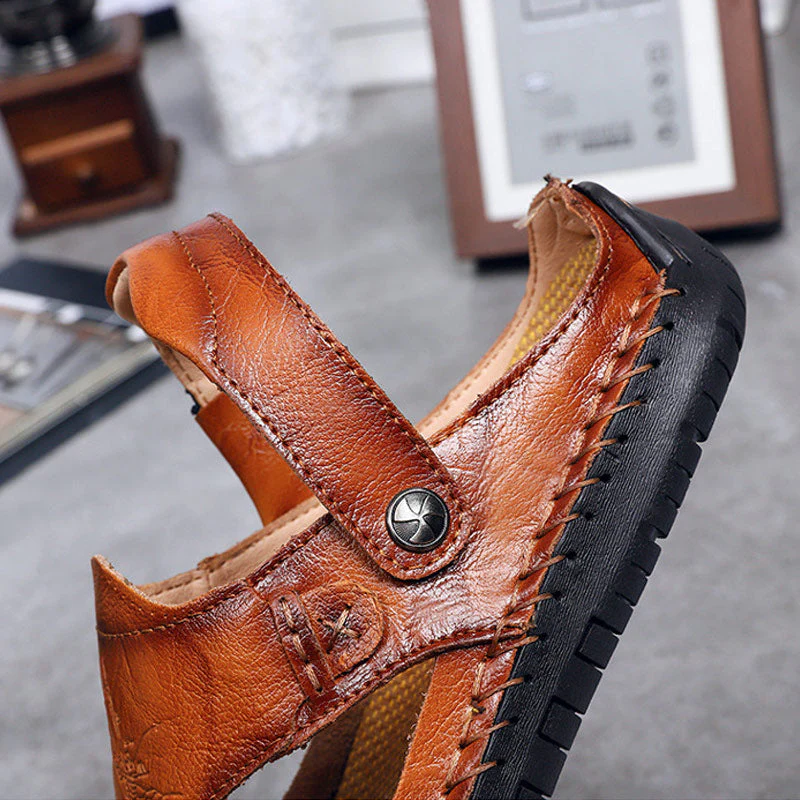 Men's Casual Breathable Handmade Leather Sandals - Image 11