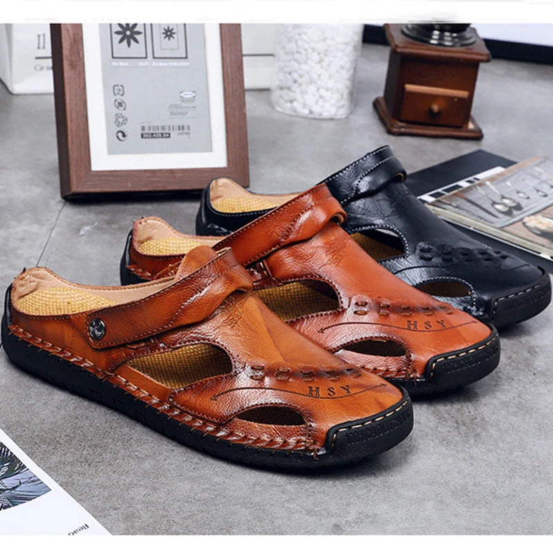 Men's Casual Breathable Handmade Leather Sandals - Image 12