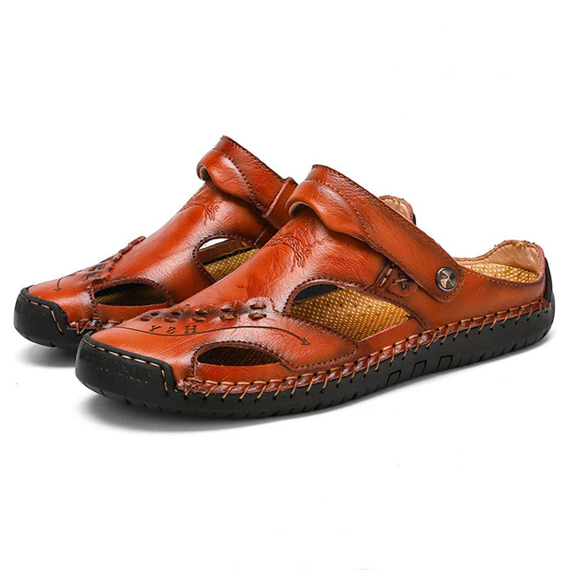 Men's Casual Breathable Handmade Leather Sandals - Image 4