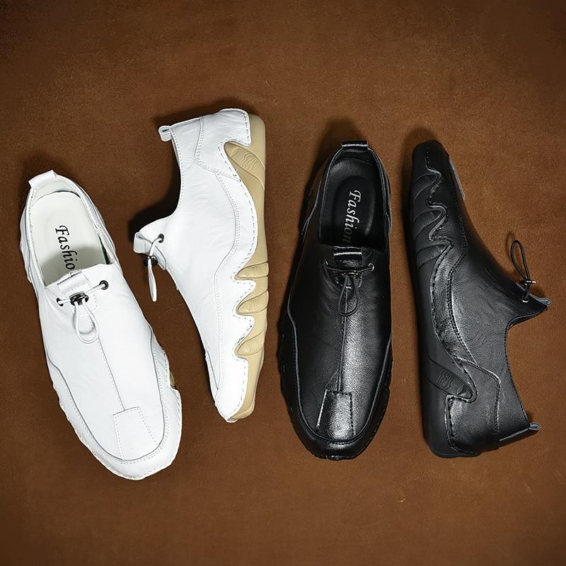 Men Loafers Casual Leather Flats Light Slip-on Moccasins - Image 8