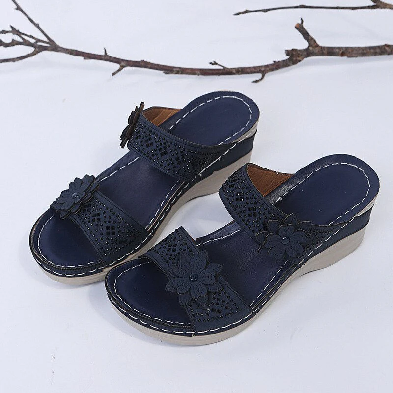 Women Casual Shoes Vintage Flower Fish Mouth Sandals - Image 7