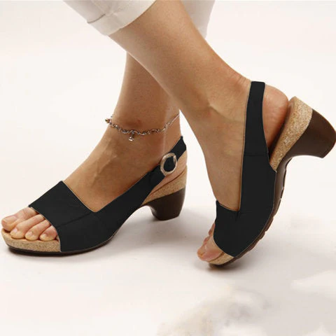 Women's Elegant Low Chunky Heel Comfy Sandals - Image 3