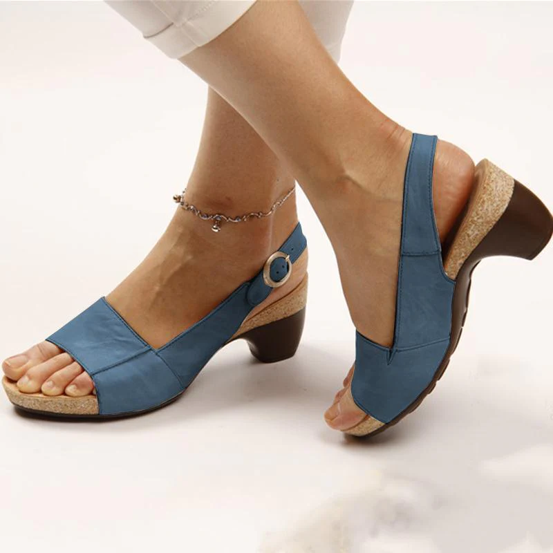 Women's Elegant Low Chunky Heel Comfy Sandals - Image 8